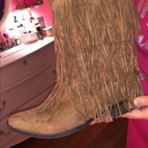 Brown Suede Fringe Boots